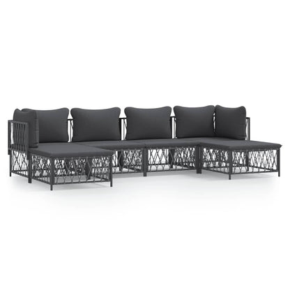6-Delige Loungeset Met Kussens Staal Kleurig 1