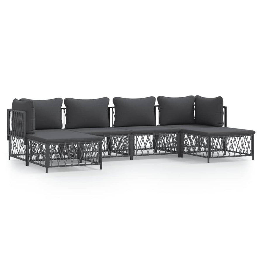 6-Delige Loungeset Met Kussens Staal Kleurig 1