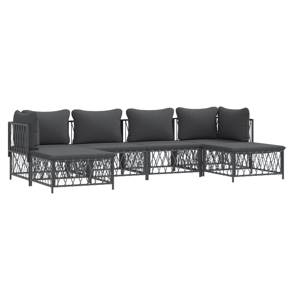 6-Delige Loungeset Met Kussens Staal Kleurig 1