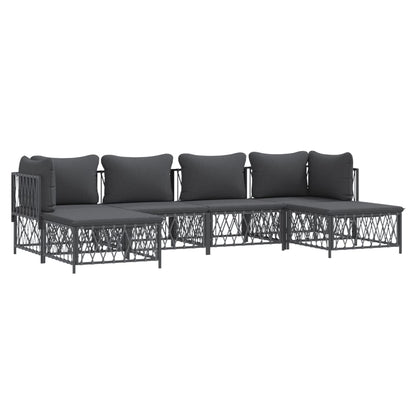 6-Delige Loungeset Met Kussens Staal Kleurig 1