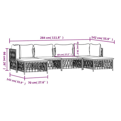 6-Delige Loungeset Met Kussens Staal Kleurig 1