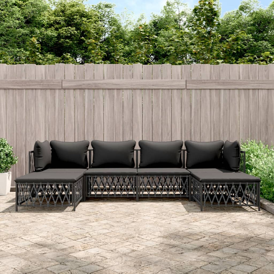 6-Delige Loungeset Met Kussens Staal Kleurig 1