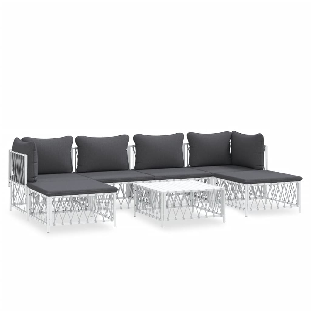 7-Delige Loungeset Met Kussens Staal 1