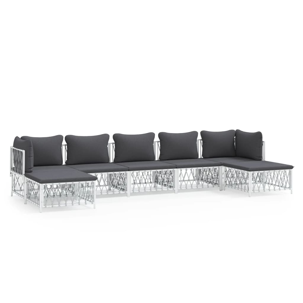7-Delige Loungeset Met Kussens Staal 1
