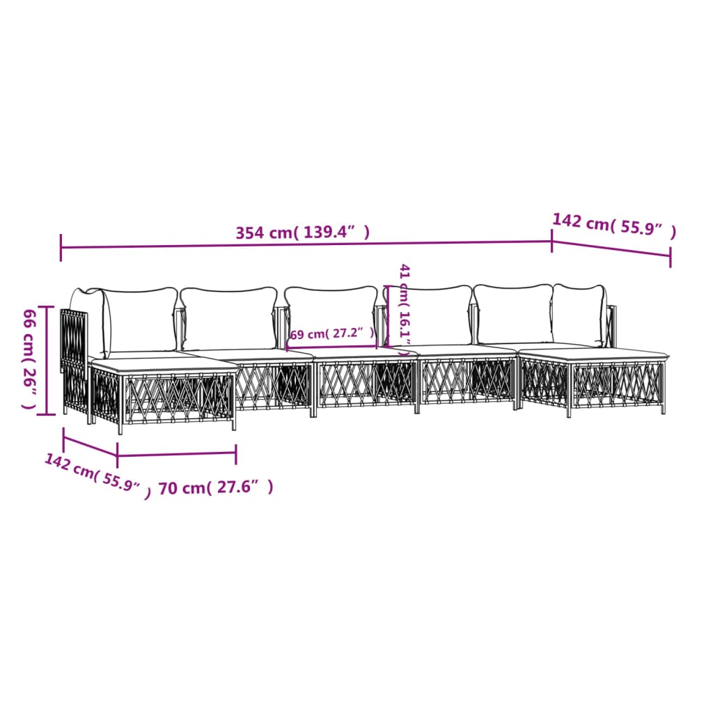7-Delige Loungeset Met Kussens Staal 1