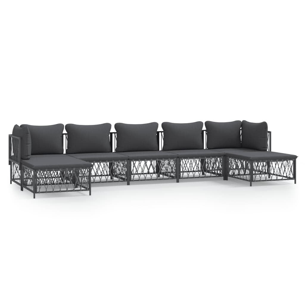 7-Delige Loungeset Met Kussens Staal Kleurig 1