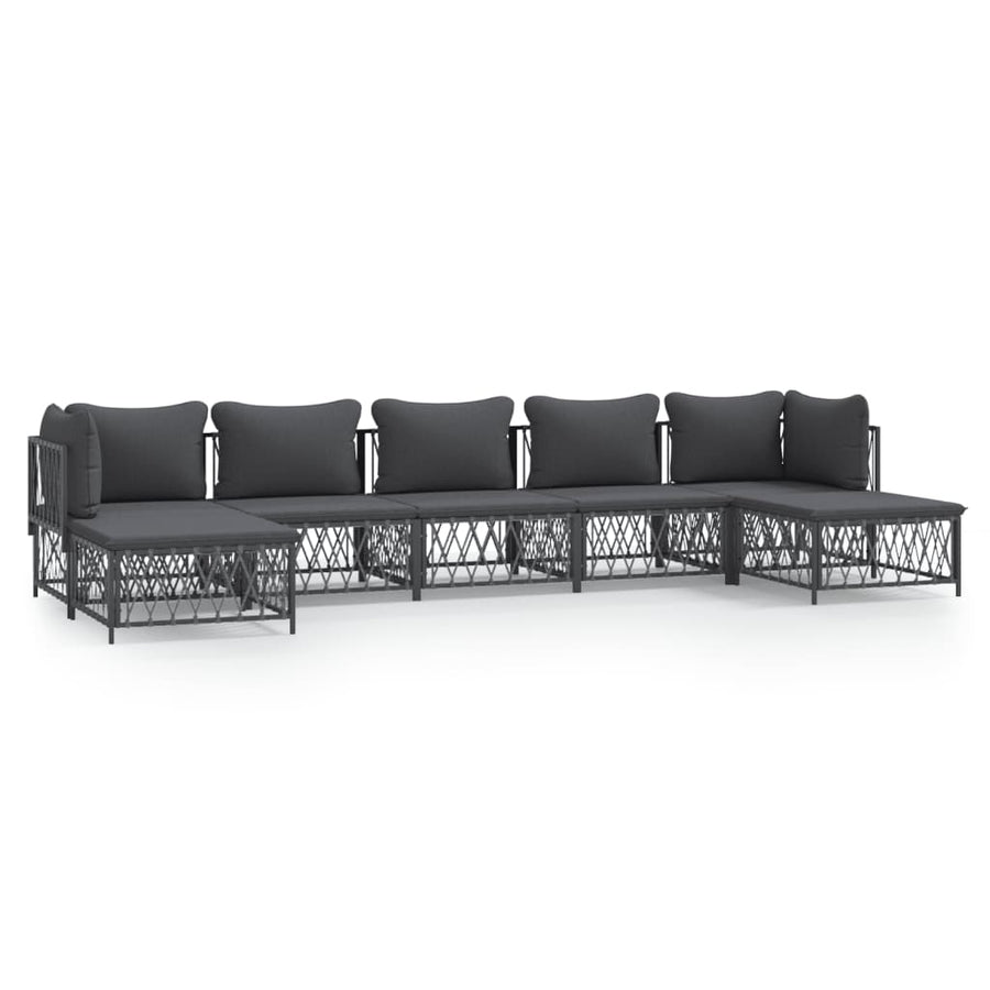7-Delige Loungeset Met Kussens Staal Kleurig 1
