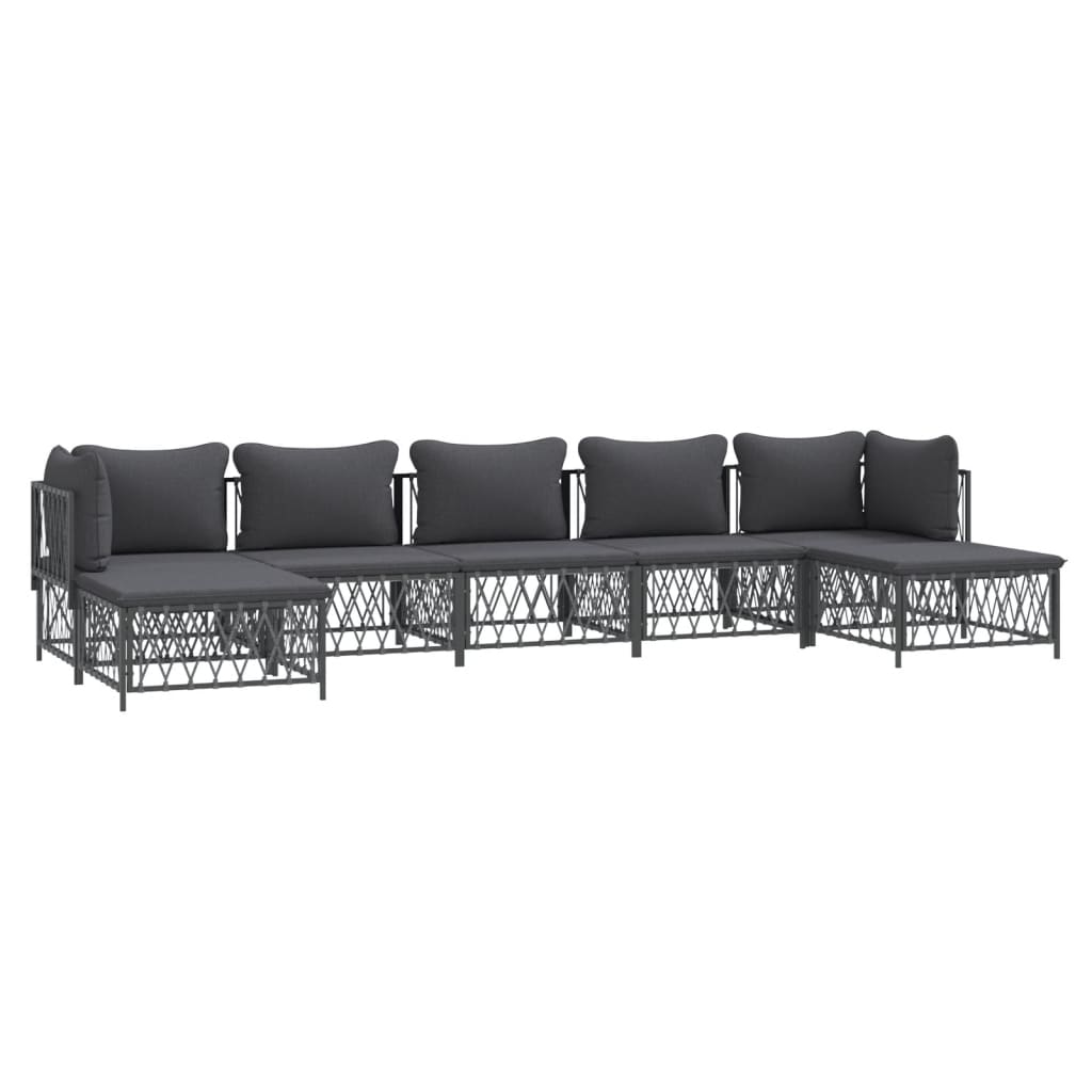 7-Delige Loungeset Met Kussens Staal Kleurig 1