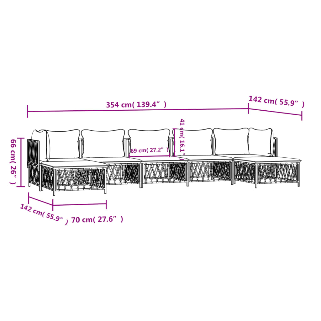 7-Delige Loungeset Met Kussens Staal Kleurig 1