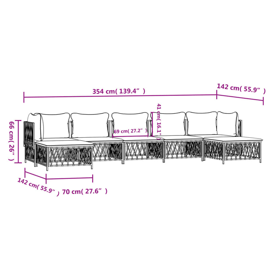 7-Delige Loungeset Met Kussens Staal Kleurig 1
