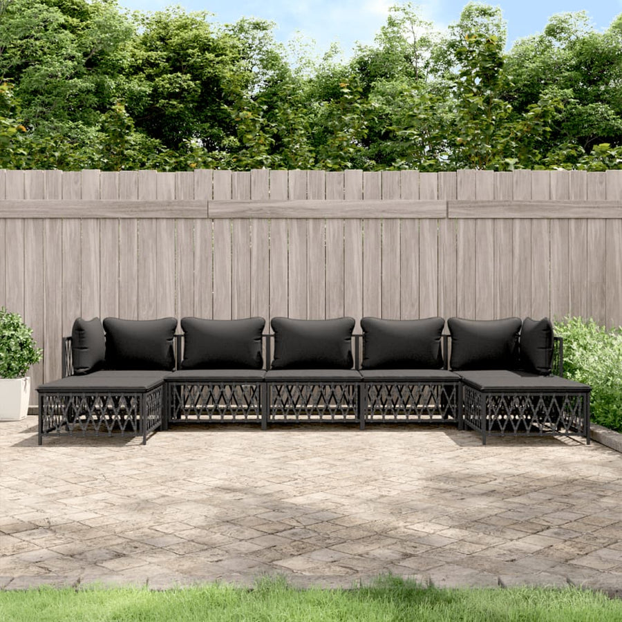7-Delige Loungeset Met Kussens Staal Kleurig 1