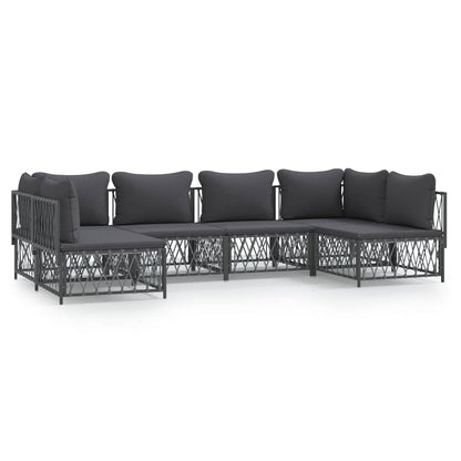 6-Delige Loungeset Met Kussens Staal Kleurig 1