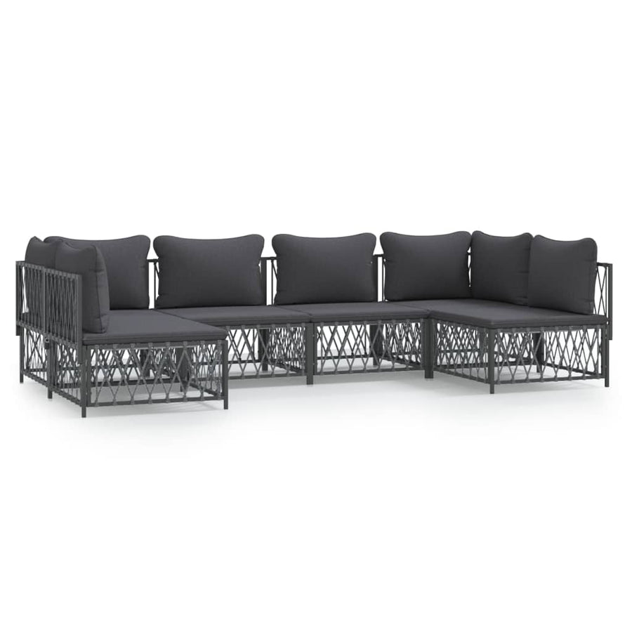 6-Delige Loungeset Met Kussens Staal Kleurig 1