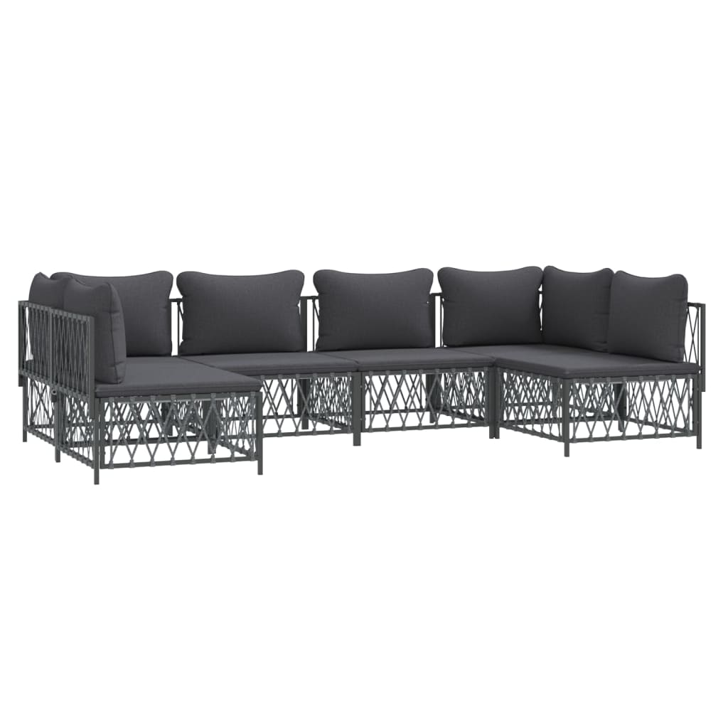6-Delige Loungeset Met Kussens Staal Kleurig 1