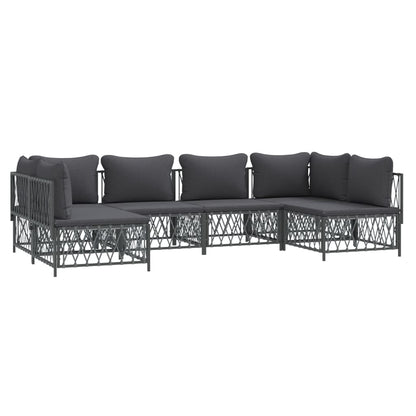 6-Delige Loungeset Met Kussens Staal Kleurig 1