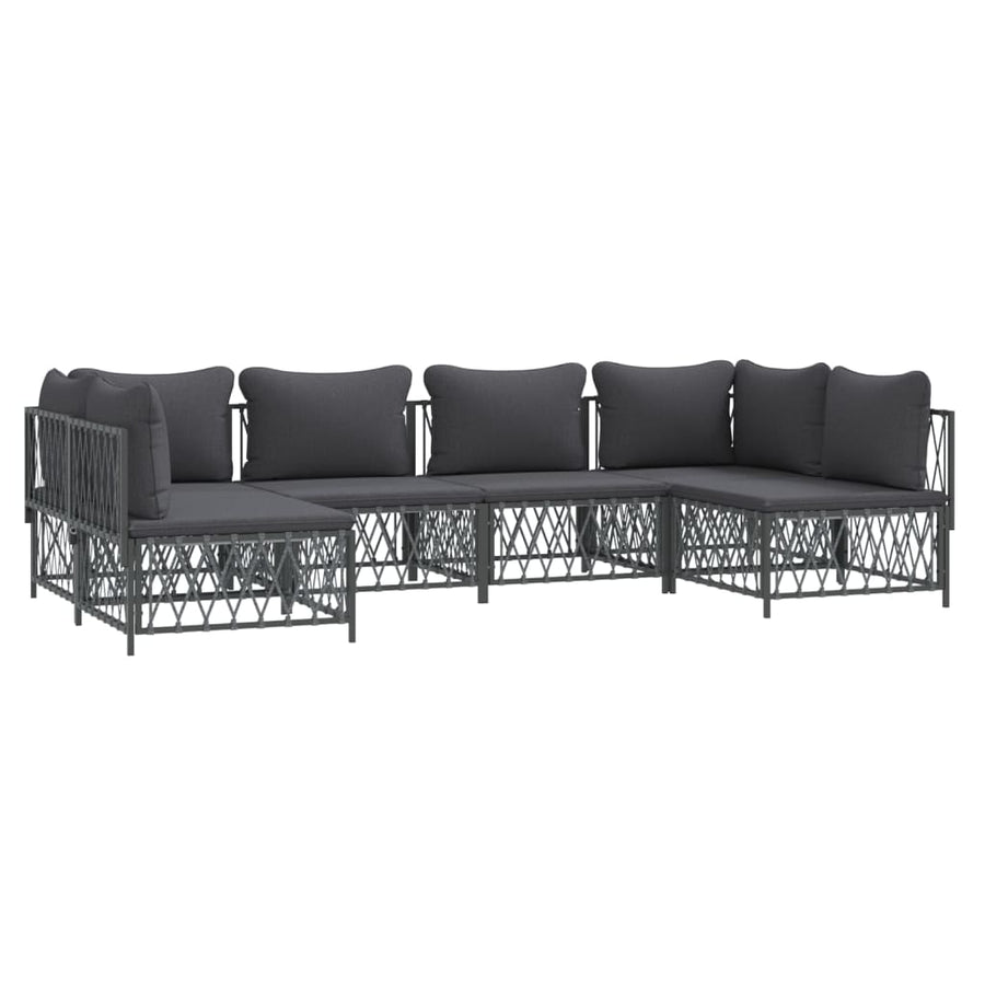 6-Delige Loungeset Met Kussens Staal Kleurig 1