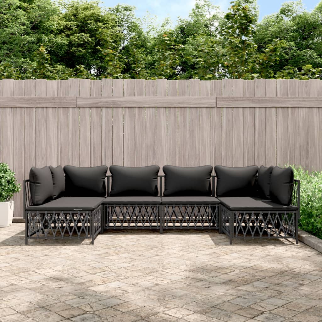 6-Delige Loungeset Met Kussens Staal Kleurig 1