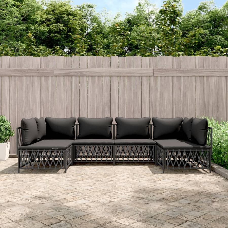 6-Delige Loungeset Met Kussens Staal Kleurig 1