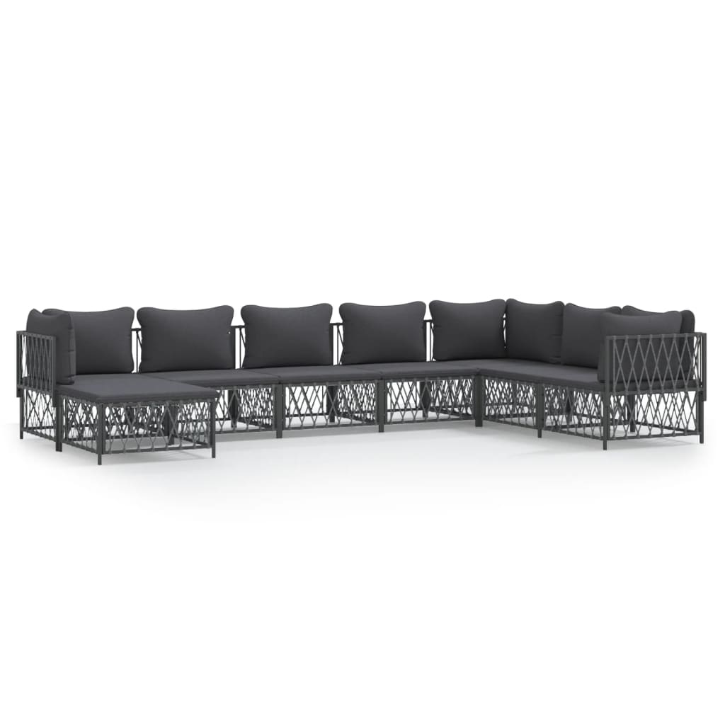 8-Delige Loungeset Met Kussens Staal Kleurig 1