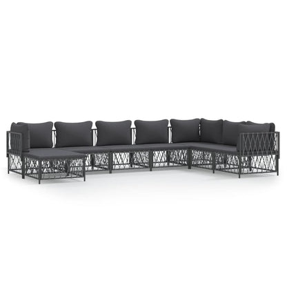 8-Delige Loungeset Met Kussens Staal Kleurig 1