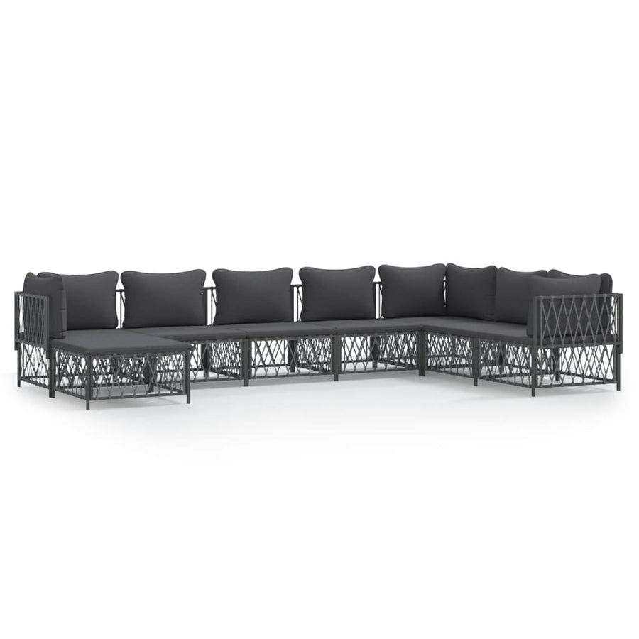 8-Delige Loungeset Met Kussens Staal Kleurig 1