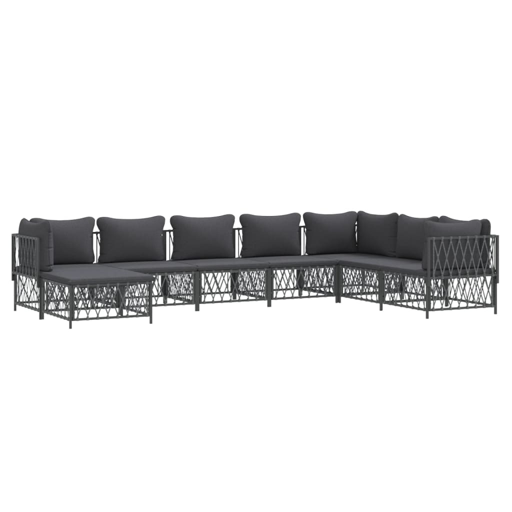 8-Delige Loungeset Met Kussens Staal Kleurig 1