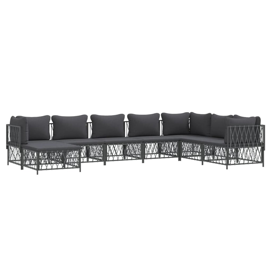 8-Delige Loungeset Met Kussens Staal Kleurig 1