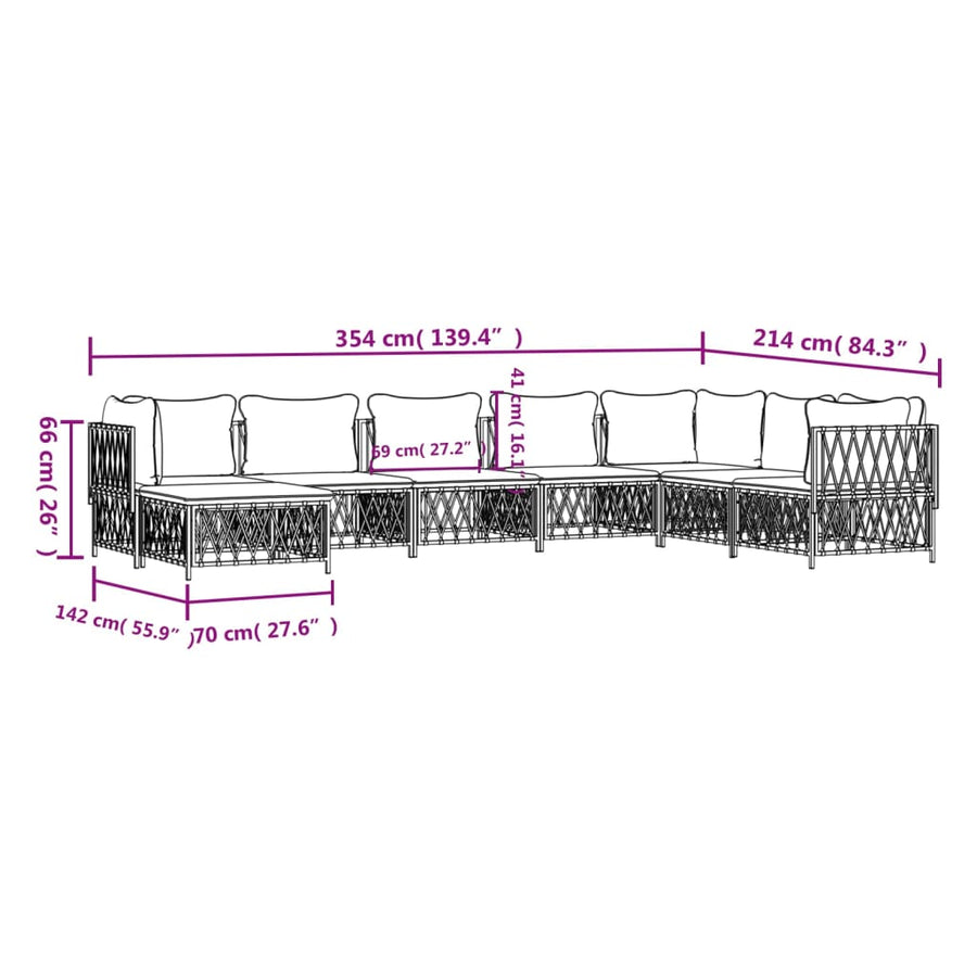 8-Delige Loungeset Met Kussens Staal Kleurig 1