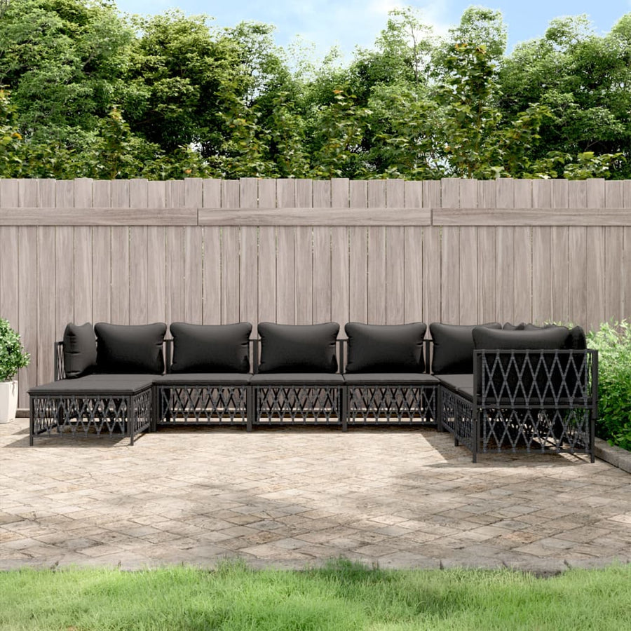 8-Delige Loungeset Met Kussens Staal Kleurig 1