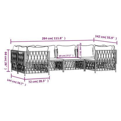 6-Delige Loungeset Met Kussens Staal 1
