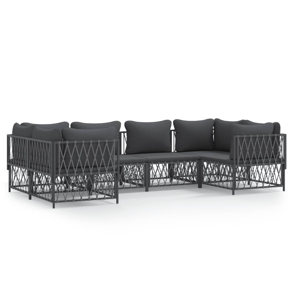 6-Delige Loungeset Met Kussens Staal Kleurig 1