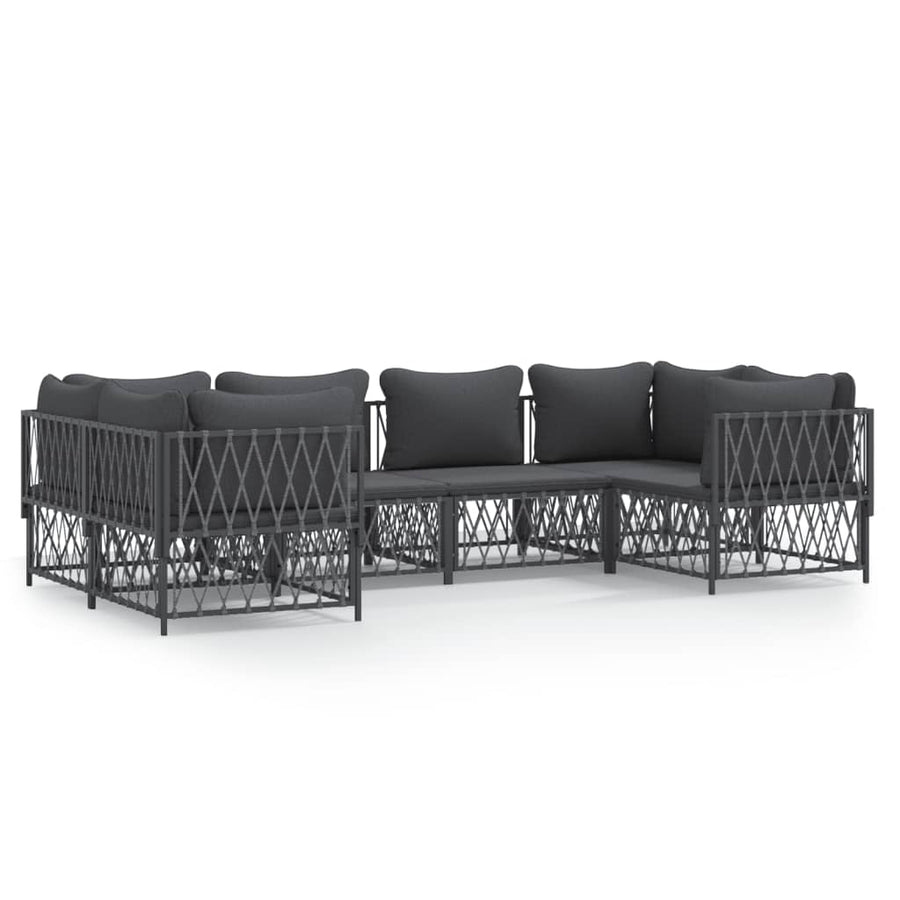 6-Delige Loungeset Met Kussens Staal Kleurig 1