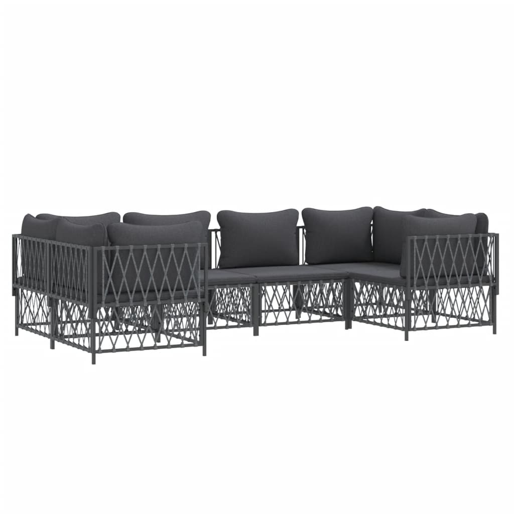 6-Delige Loungeset Met Kussens Staal Kleurig 1