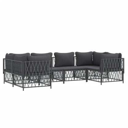 6-Delige Loungeset Met Kussens Staal Kleurig 1