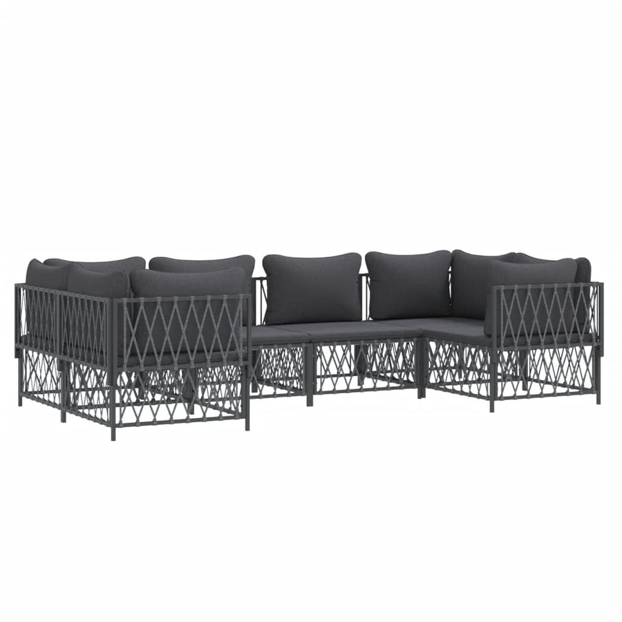 6-Delige Loungeset Met Kussens Staal Kleurig 1