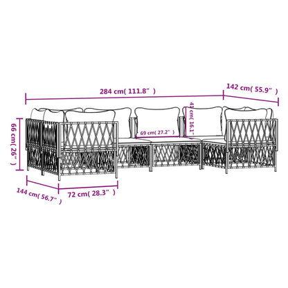 6-Delige Loungeset Met Kussens Staal Kleurig 1