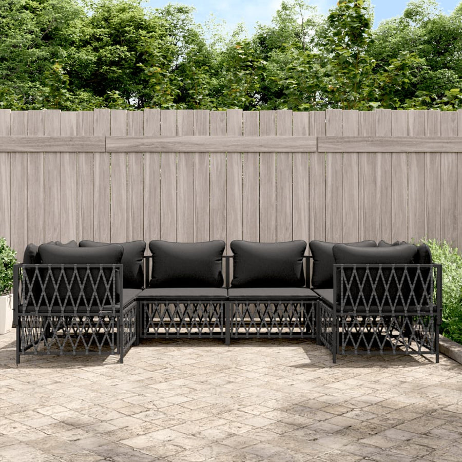 6-Delige Loungeset Met Kussens Staal Kleurig 1