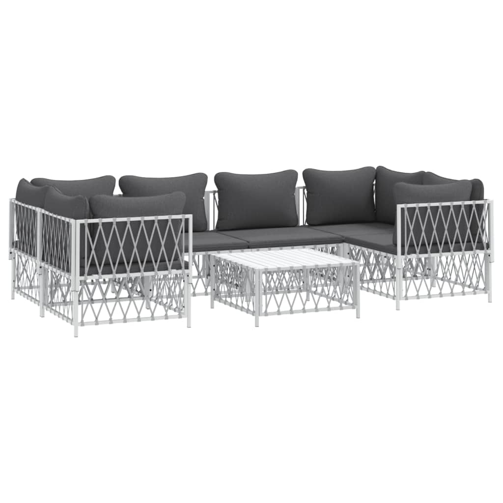 7-Delige Loungeset Met Kussens Staal 1