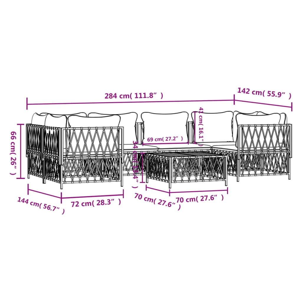7-Delige Loungeset Met Kussens Staal 1