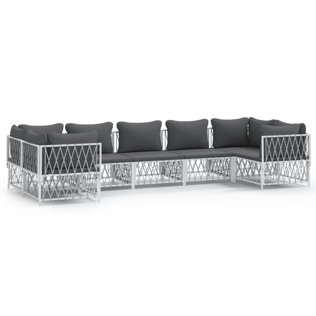 7-Delige Loungeset Met Kussens Staal 1