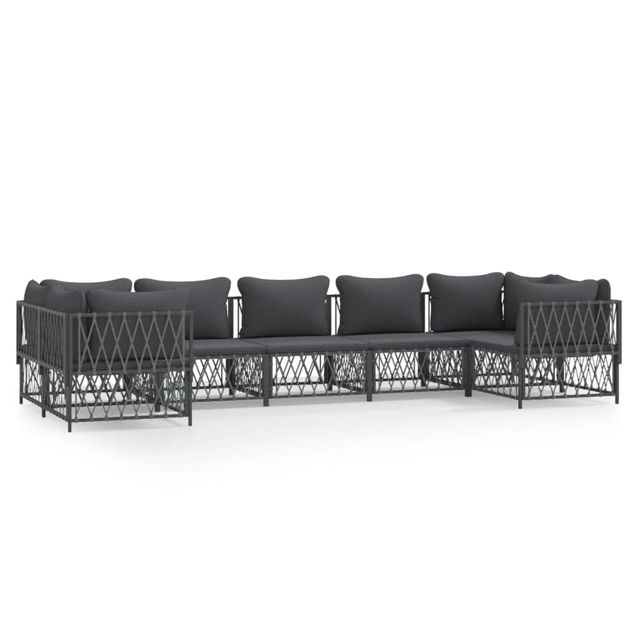 7-Delige Loungeset Met Kussens Staal Kleurig 1