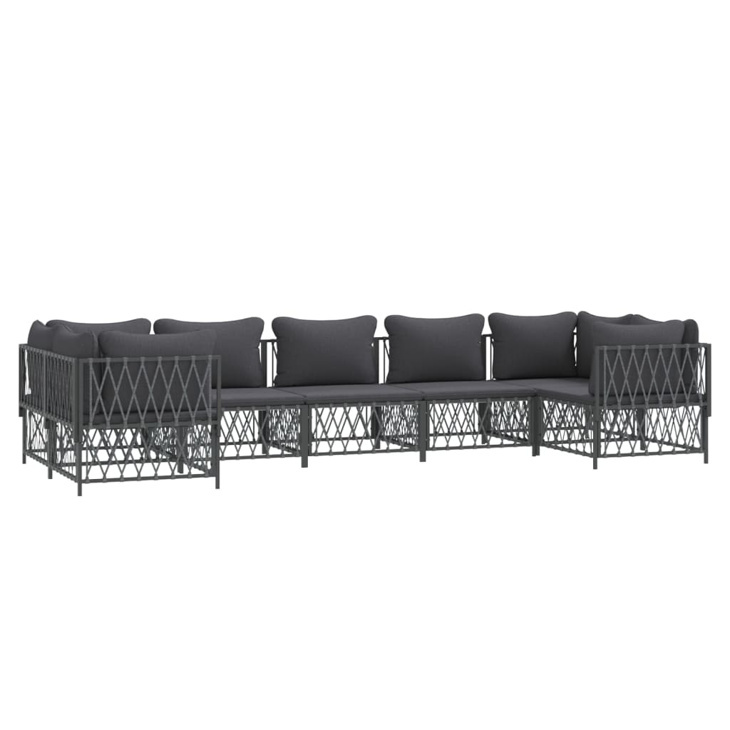 7-Delige Loungeset Met Kussens Staal Kleurig 1