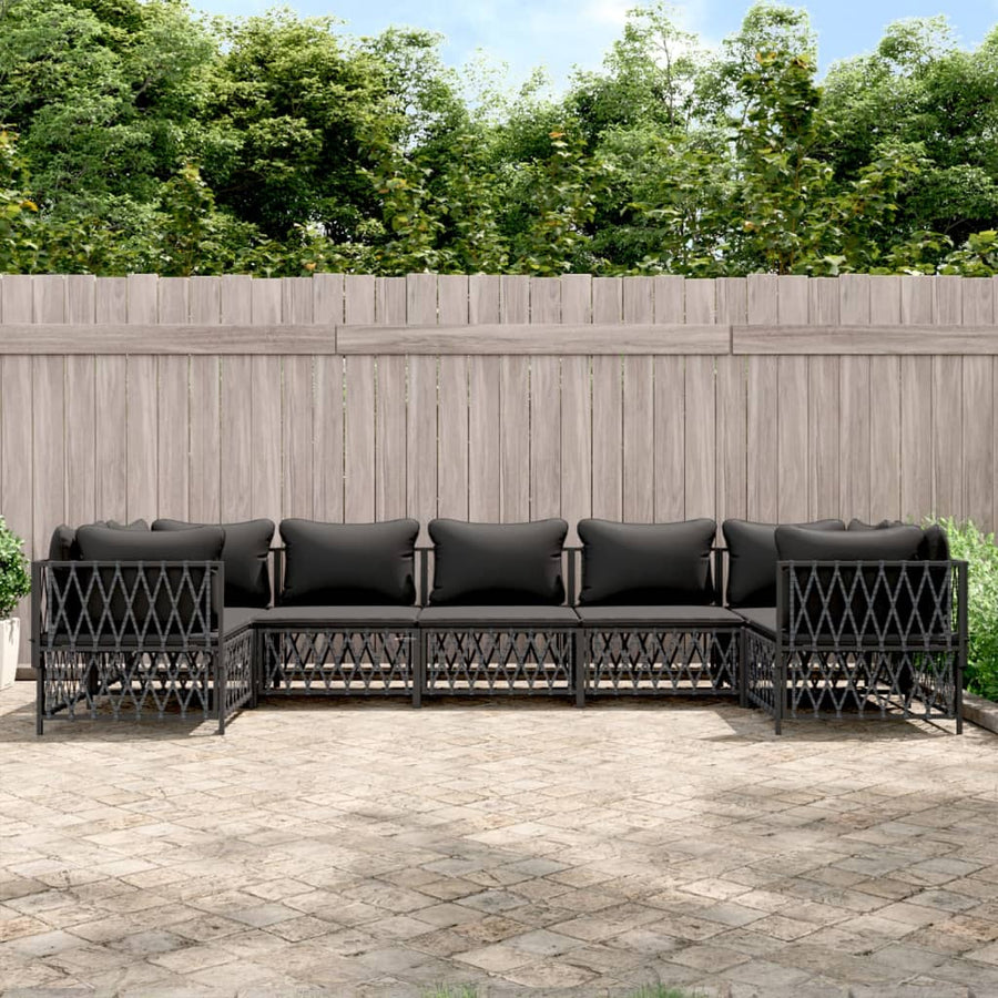 7-Delige Loungeset Met Kussens Staal Kleurig 1