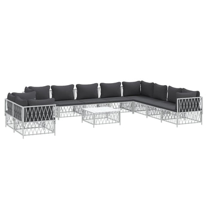 -Delige Loungeset Met Kussens Staal Wit