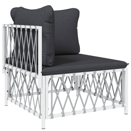 -Delige Loungeset Met Kussens Staal Wit