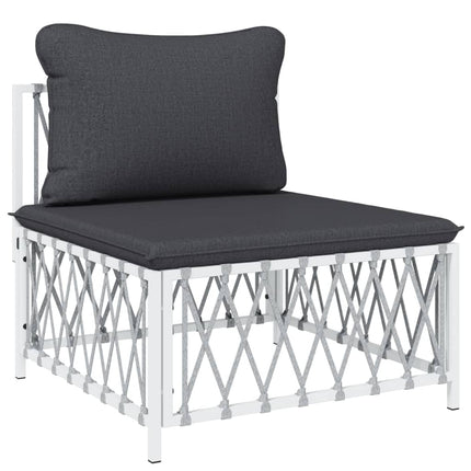 -Delige Loungeset Met Kussens Staal Wit