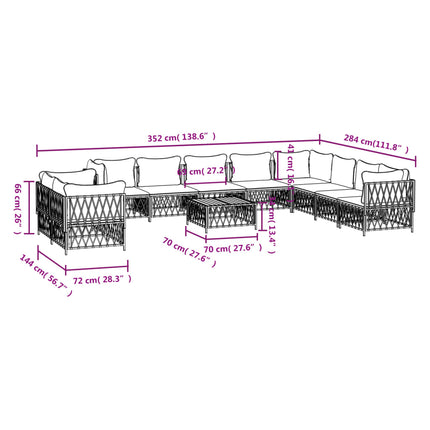 -Delige Loungeset Met Kussens Staal Wit