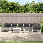 -Delige Loungeset Met Kussens Staal Wit