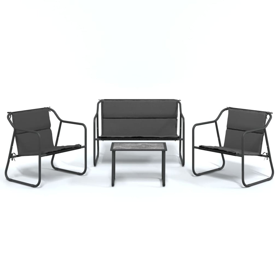 4-Delige Loungeset Met Kussens Staal Antracietkleurig