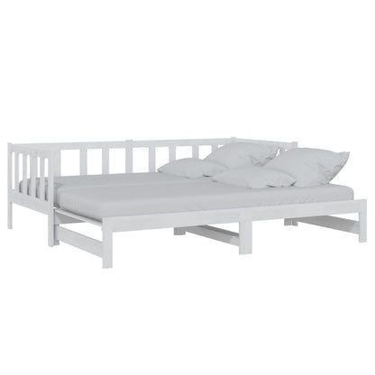 Slaapbank Uitschuifbaar Massief Grenenhout 2X(90X200) Cm Wit